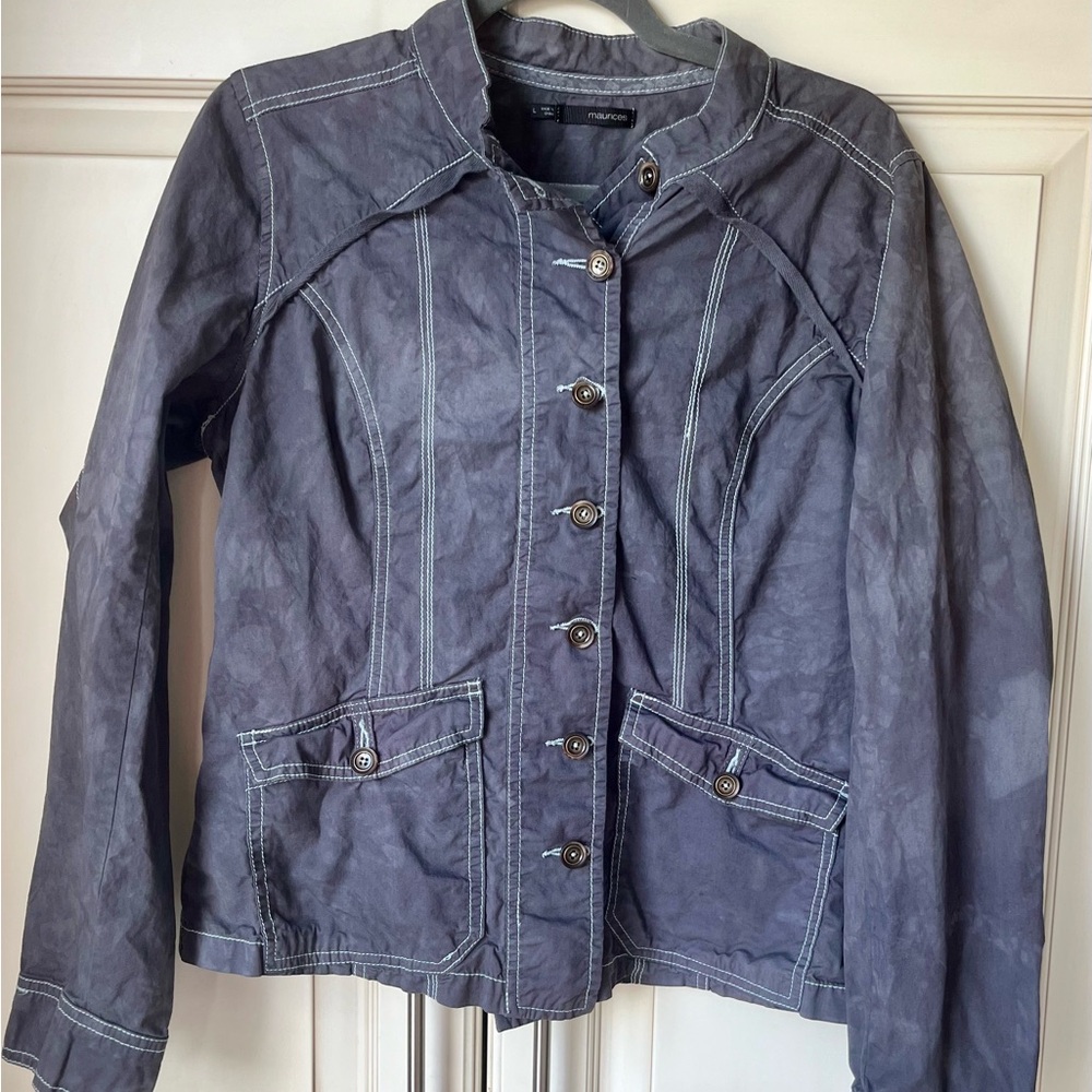 🍋 Maurices tie-dyed grey lightweight jacket. Large.